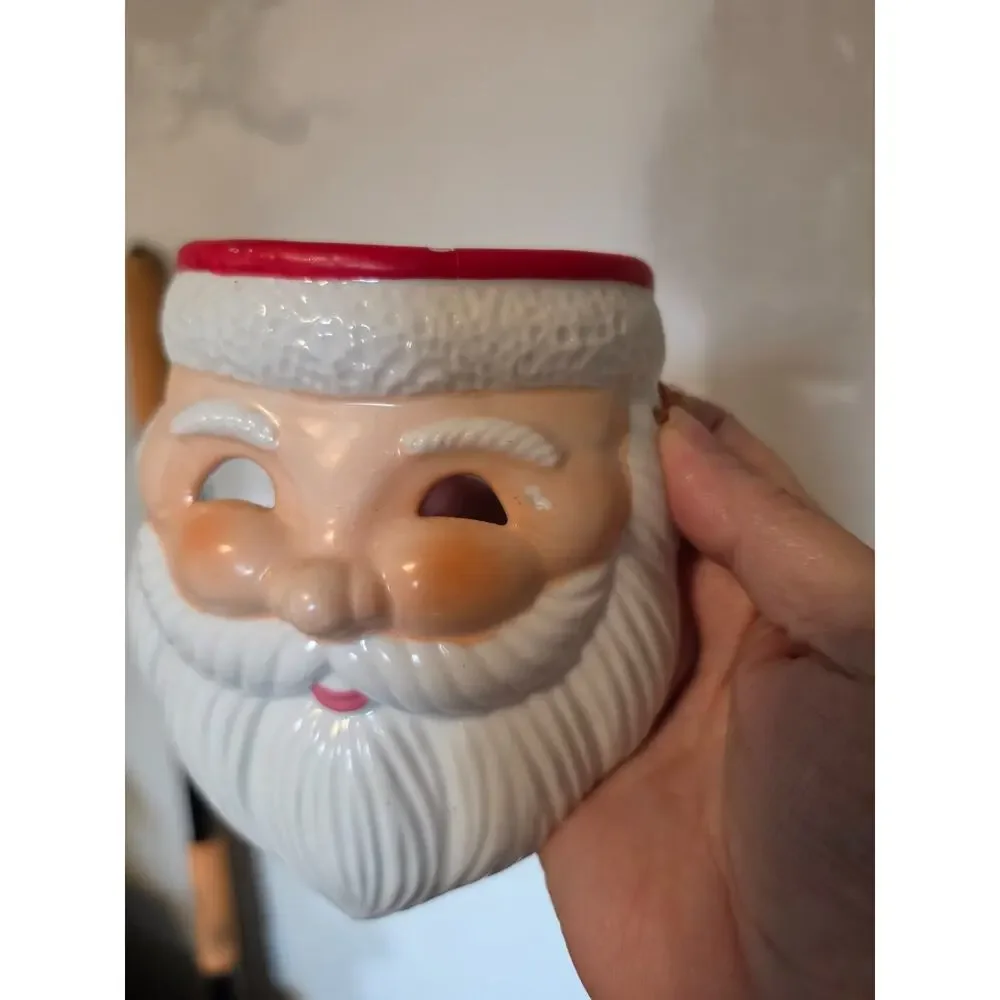 Vintage Silvestri Santa Claus Christmas Ornament Face Mask Ceramic Wall Hanging